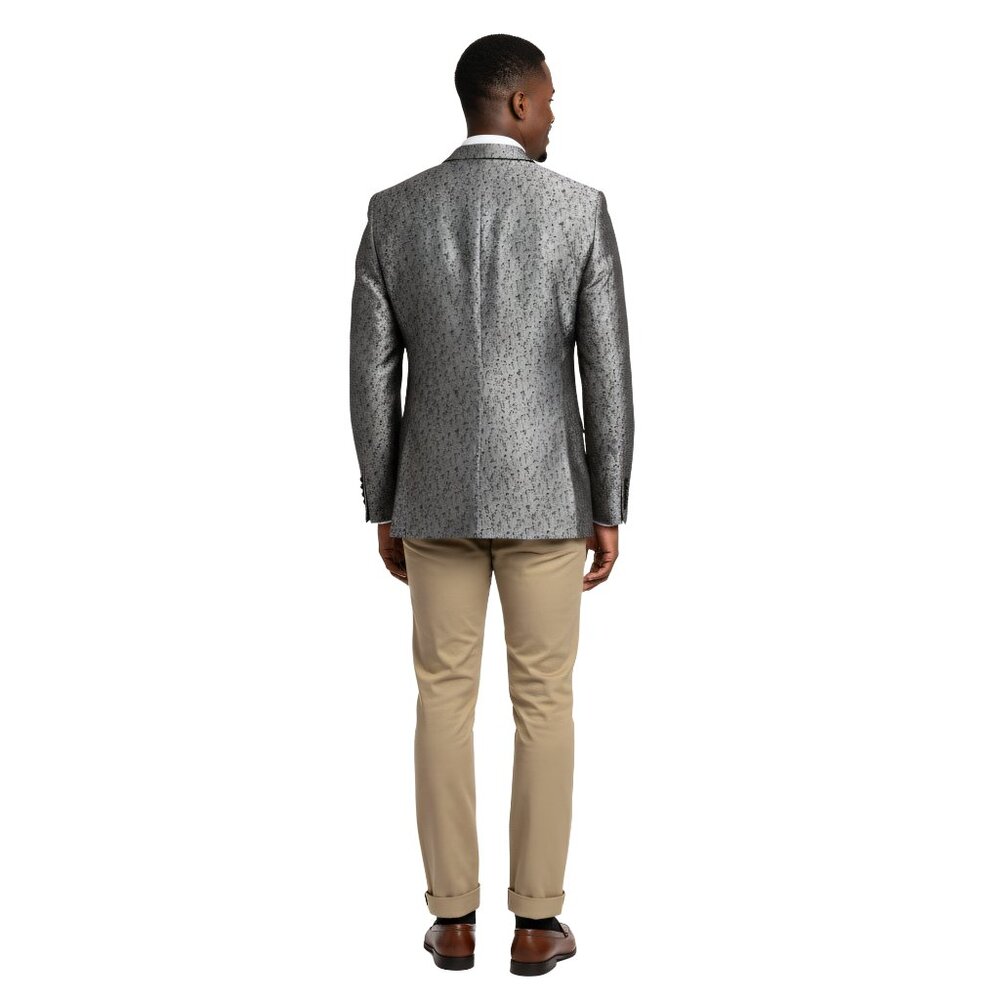 Men's Floral Blazer Jacket by Tazzio, Grey - Picture 5 of 6
